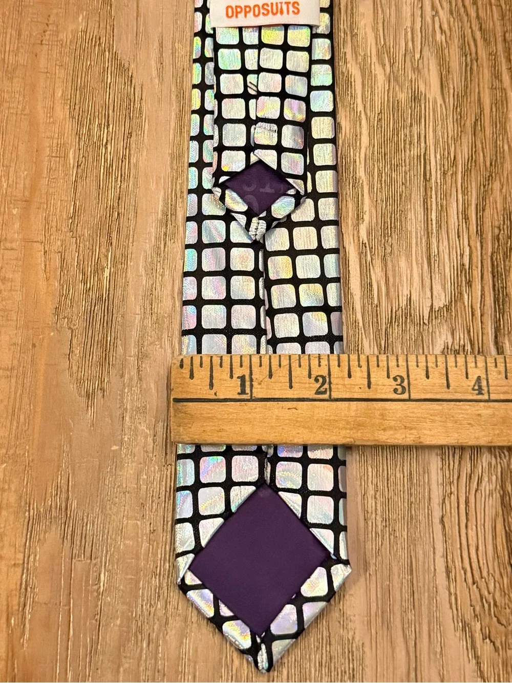 Iridescent Grid Pattern Teens Tie